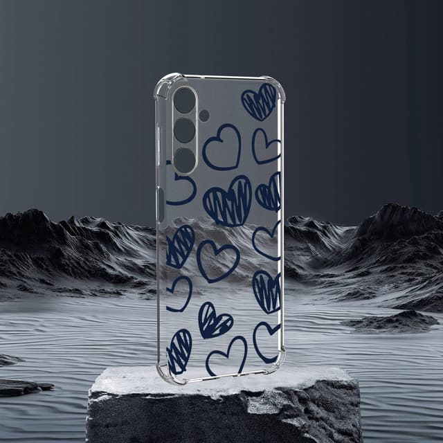 Detalle de ChoosEU transparente Hülle für Samsung Galaxy S24 FE 5G – weiches TPU/Silikon Case mit Luftpolster-Ecken und Herzmotiv