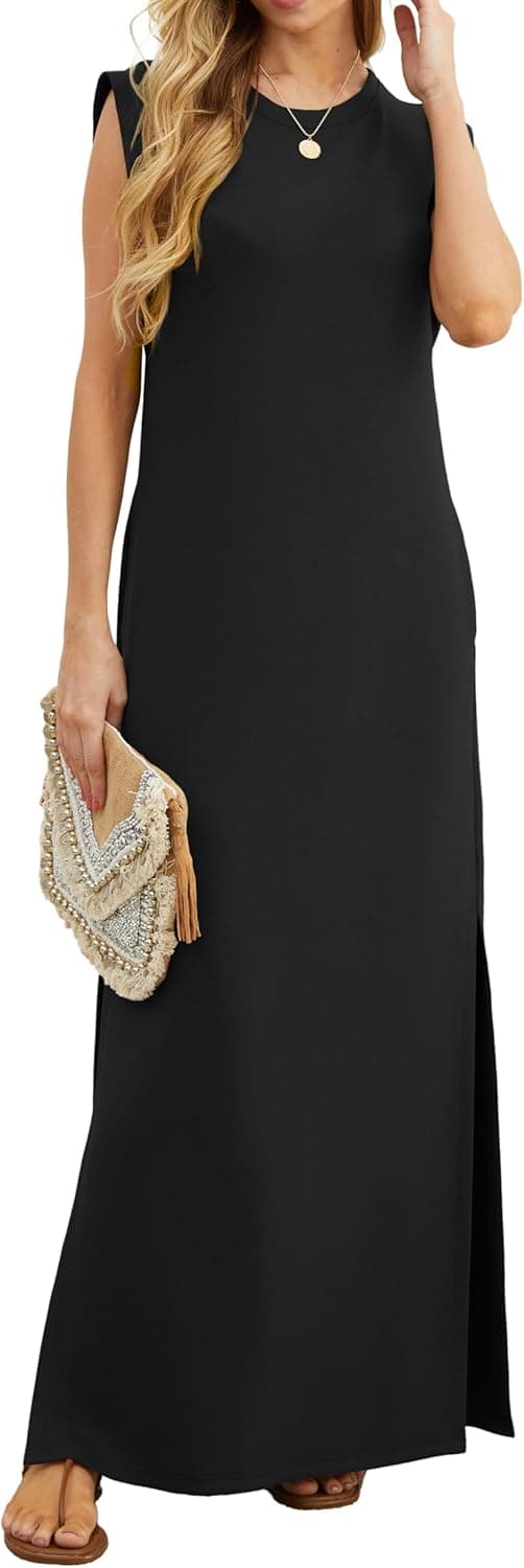 Detalle 2 de GRECERELLE Women’s Summer Maxi Dress – Sleeveless Casual Shirt Dress with Pockets & Split