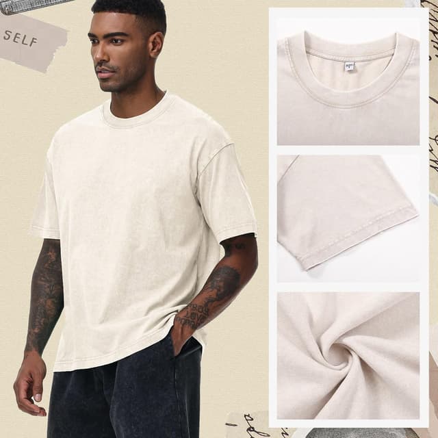 Detalle 2 de Oversized T‑Shirt Herren Heavy Baumwolle