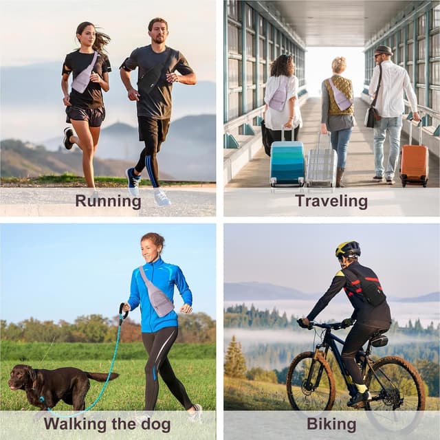 Detalle 2 de Aucuu Zaino Monospalla antifurto con foro per le cuffie e tracolla regolabile