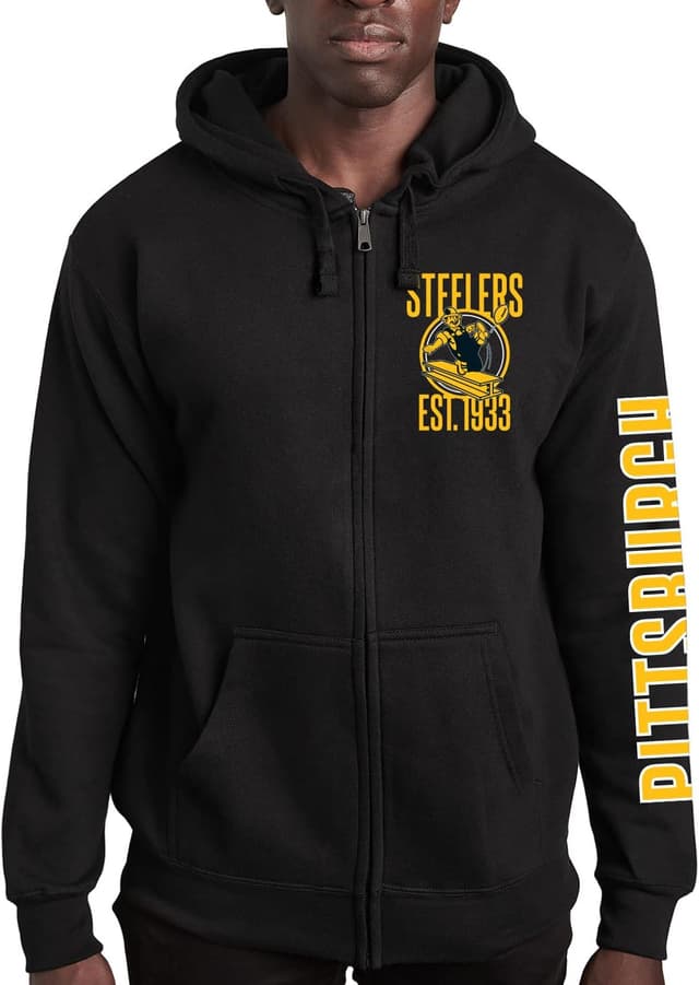 Detalle de Junk Food NFL unisex-adult Pittsburgh Steelers MVP zip hoodie sweatshirt