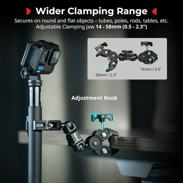 Detalle de SMALLRIG Dual Head Super Clamp 5453 : pince super puissante à double tête (jusqu’à 2 kg)