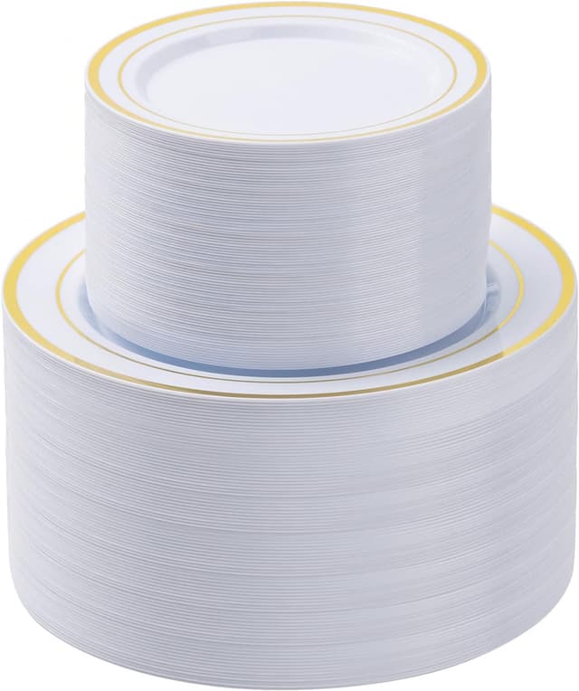 Imagen de BESTSTAR Gold Plastic Plates Set 200pcs en OfertitasTOP