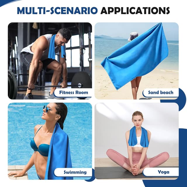 Detalle 2 de Anavasi 6 PCS Microfibre Towels for Adults (gym, travel) with net bag – Dark Blue and Orange