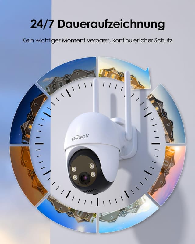 Detalle de ieGeek Telecamera esterna 4G LTE 24/7 con SIM, 2K e memoria 512GB