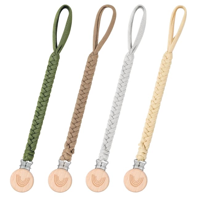 Detalle de CLDY Baby Schnullerkette Clip im 4er-Set – Schnullerband mit Clip für Kinderwagen, Babytrage & Autositz