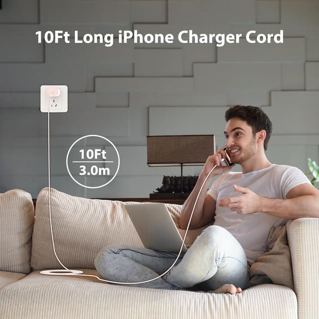 Detalle 2 de 20W Phone 16/15 Fast Charger 2-Pack with 10FT USB-C Cable (Type C, USB C to C) Pink