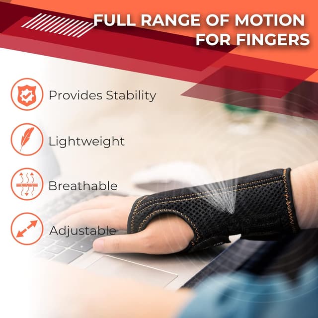 Detalle de CURECARE New Updated Carpal Tunnel Wrist Splint (Right Hand, Black) – Adjustable wrist support with 2 straps (S/M)