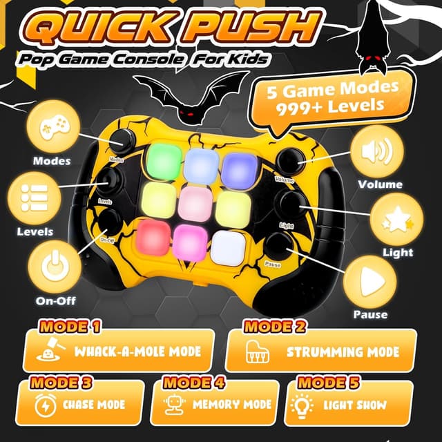 Detalle 2 de Eichhoo Quick Push Pop Kids Sensory Handheld Games Console (Autism Toys) for Ages 5–12