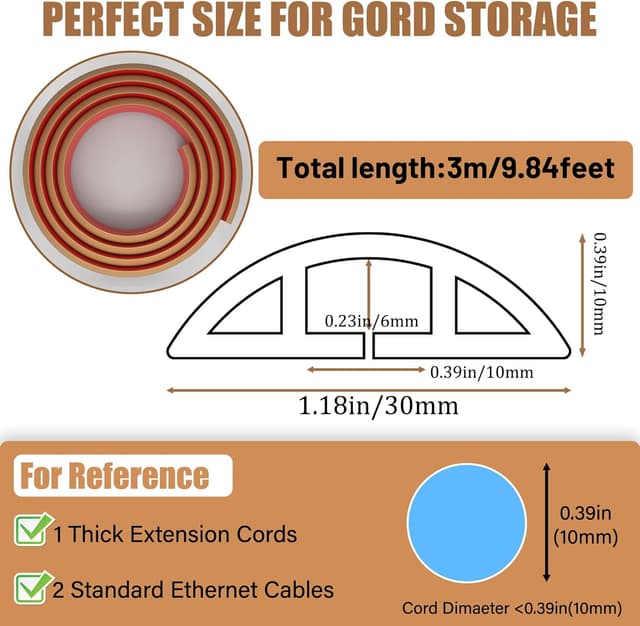 Detalle de DIKARIYA Kabelkanal Braun selbstklebend (3 cm x 3 m) – flexible Boden-Kabelbrücke für Outdoor, Haus & Büro