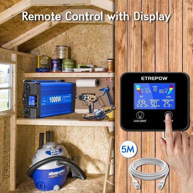 Detalle de ETREPOW Inverter Onda Sinusoidale Pura 1000W/2000W da 12V a 220V con telecomando