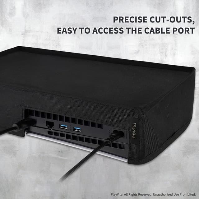 Detalle de PlayVital horizontal dust cover for PS5 Slim Digital Edition (new smaller design) – nylon waterproof protector sleeve, black