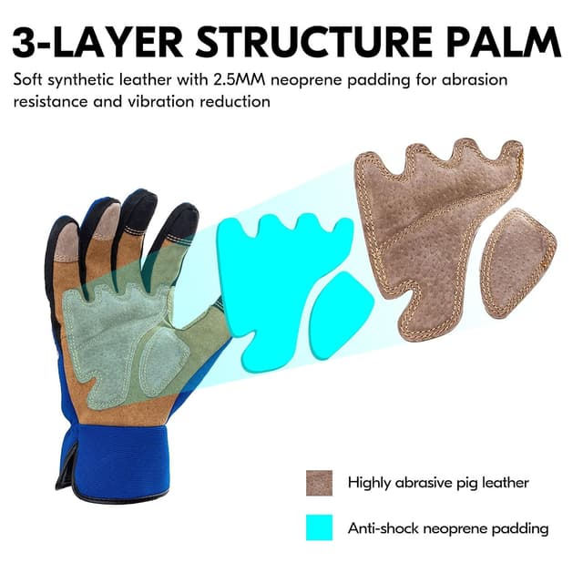 Detalle 2 de Vgo Thornproof Touchscreen Gardening Gloves (Men’s pig leather utility work gloves)