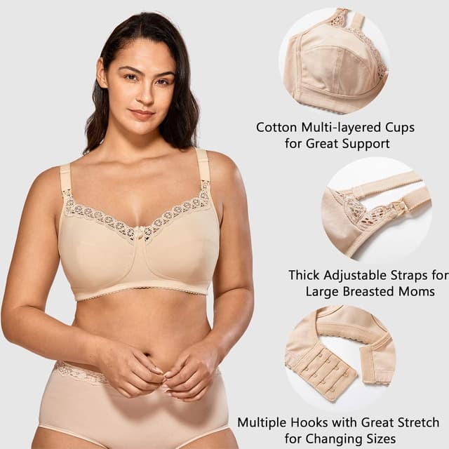 Detalle de Gratlin Femme soutien-gorge d’allaitement en coton grande taille, sans armature