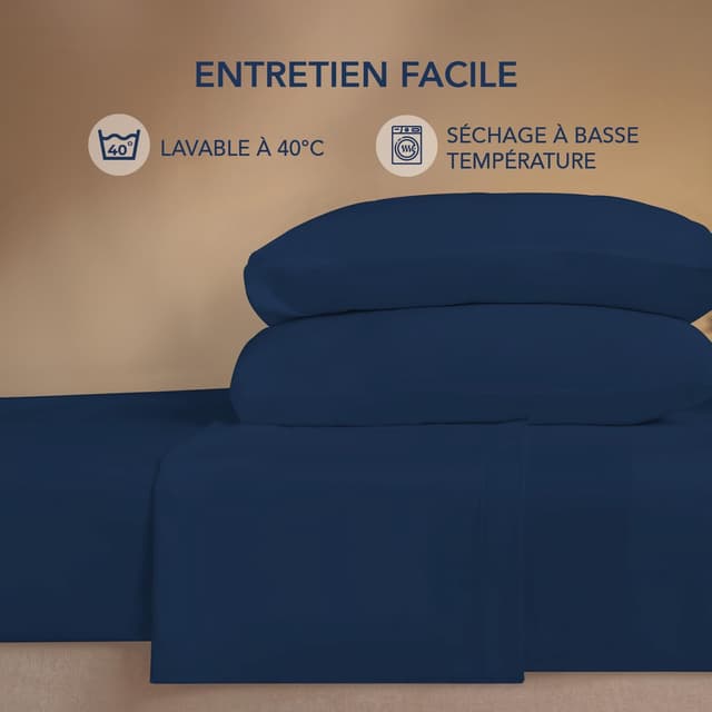 Detalle 2 de Dreamzie Parure de lit 140x200 cm (4 pièces) en microfibre certifiée Oeko-Tex, beige