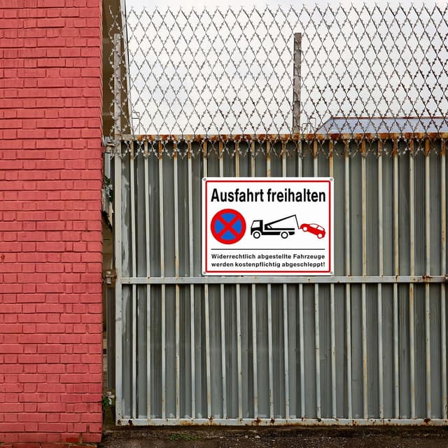 Detalle de Goodvia Ausfahrt Freihalten Schild aus PVC, 400x300 mm, reflektierend (2er-Set)