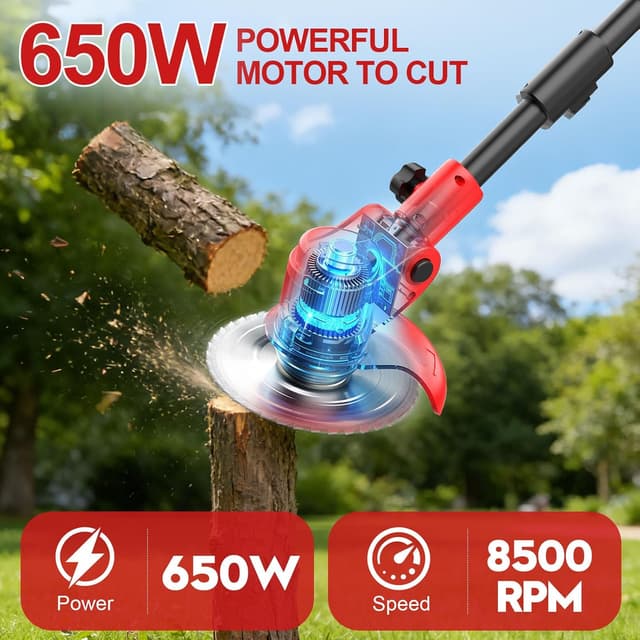 Thumbnail 6 de Cordless Strimmer with Wheels (4-in-1) with 2×2000mAh batteries and 3 blades