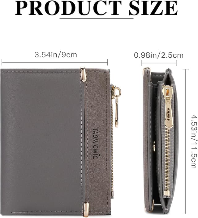 Detalle de FALAN MULE Small Wallet for Women RFID Blocking – Compact bifold wallet with zip coin pocket