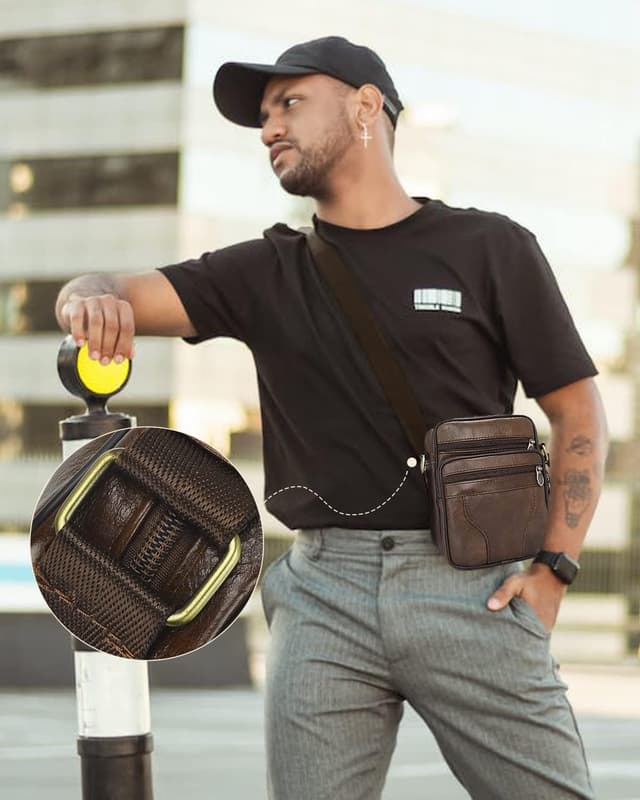 Thumbnail 6 de Realmark men’s genuine leather cross body shoulder bag (small messenger satchel)