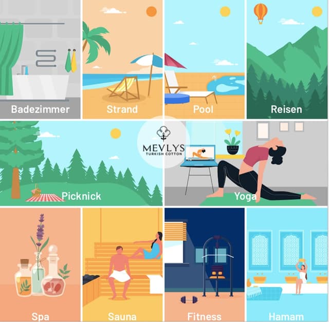 Detalle de MEVLYS Saunatuch & Hamamtuch im 2er-Set aus vorgewaschener türkischer Baumwolle (Mint/Sax Blau) – Strand-, Yoga- und Picknicktuch