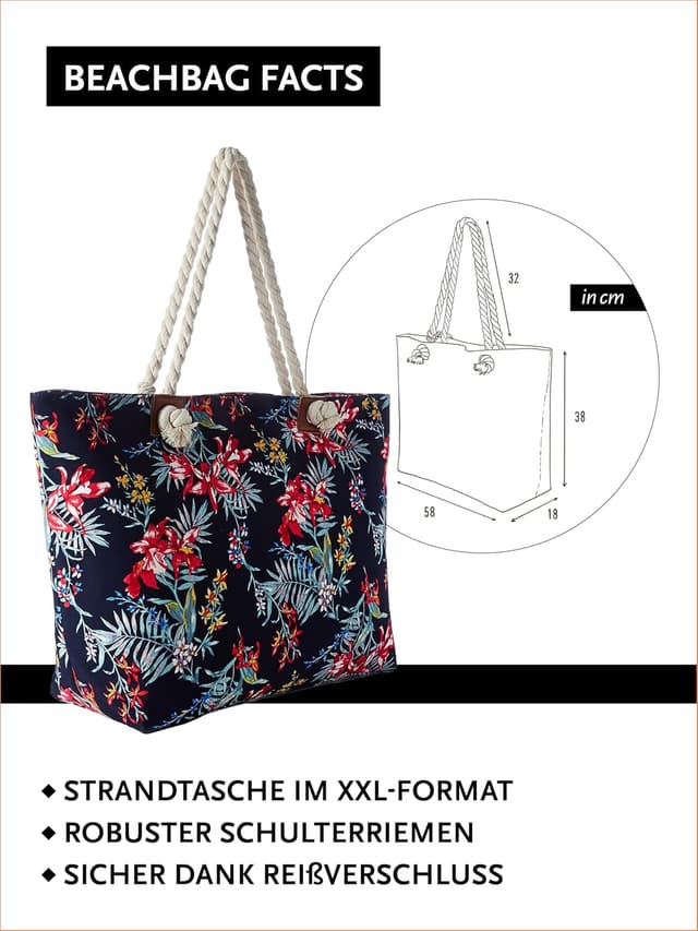Detalle de DonDon Strandtasche XXL 58 x 38 x 18 cm