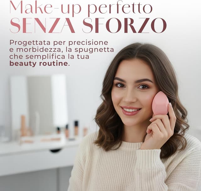 Detalle de Spugnette Trucco Make Up Professionali beauty blender senza lattice per fondotinta liquido, crema e polvere
