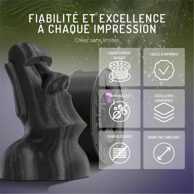 Thumbnail 3 de WINKLE Filament PLA 1,75 mm Noir Galaxy 🖨