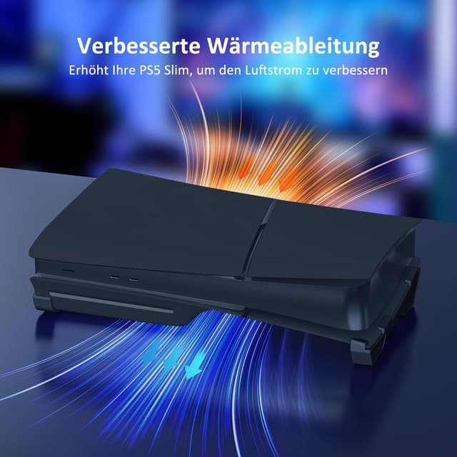 Detalle de NexiGo Horizontal Stand für PS5 Slim: Standfuß im minimalistischen Design (für Disc & Digital), Schwarz