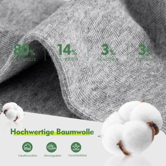 Detalle de SockWaddles 10 Paar Sneaker Socken für Herren & Damen – atmungsaktiv, feuchtigkeitsableitend, kurz