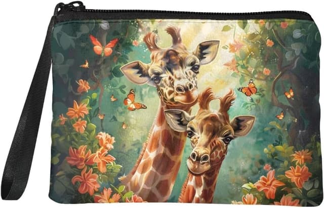 Detalle de Chaqlin women’s coin purse flannel mini wallet pouch (grey wolf print) with wrist strap