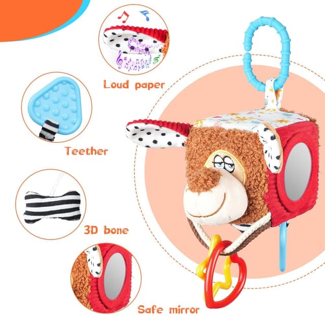 Detalle 2 de Aolso Giocattoli Sonaglio da appendere in peluche ad alto contrasto, forma animale (0+ mesi)