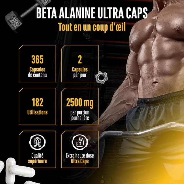 Detalle 2 de GEN German Elite Nutrition Bêta Alanine Ultra Caps — 365 capsules dosées à 1250 mg