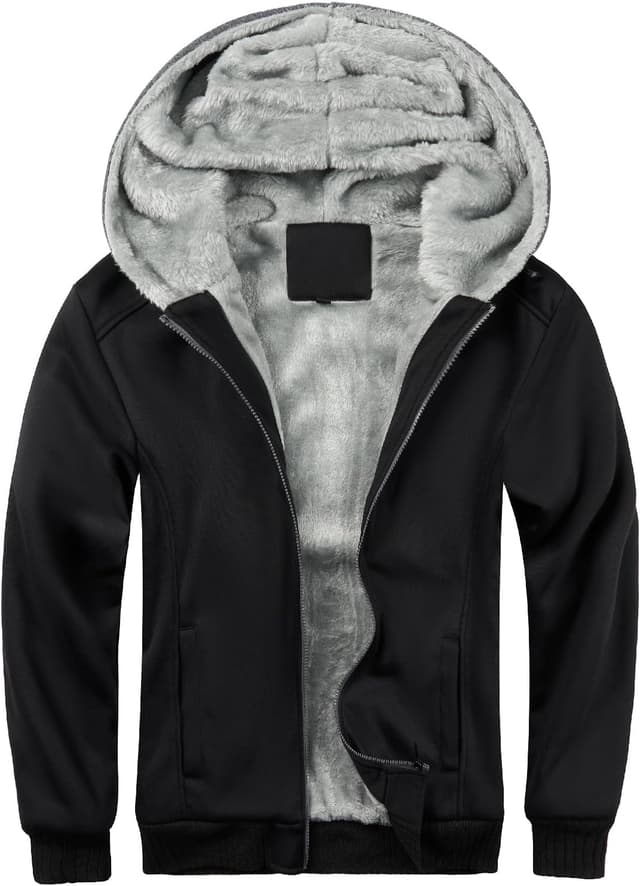 Detalle de AOTORR men’s full-zip fleece hoodie jacket coat with hood and pockets