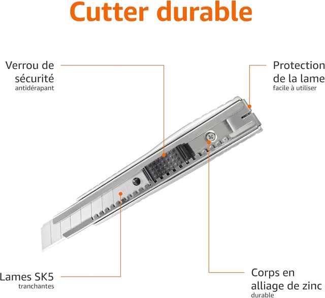 Thumbnail 1 de Amazon Basics Cutters 18 mm cutter Ă verrouillage automatique đ