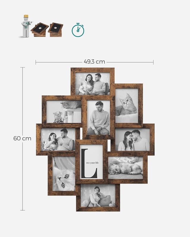 Detalle de SONGMICS RPF020X01 collage frame 10×4x6 photos 🖼