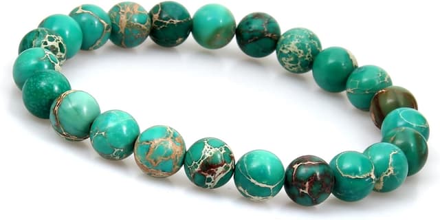 Detalle de Bracciale con perline chakra verdi in diaspro sedimentario marino da 8 mm GD GOOD.designs