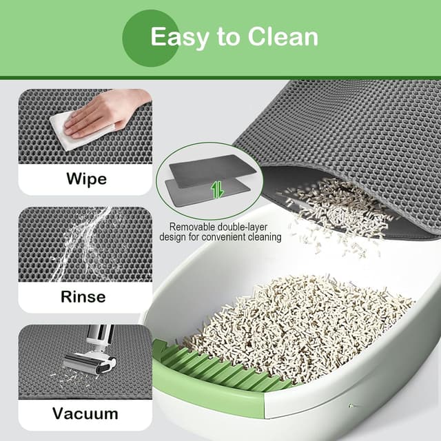 Detalle de Cat Litter Mat 90 x 60 cm EVA Double Layer Honeycomb Holes (Grey) – Waterproof litter tray mat