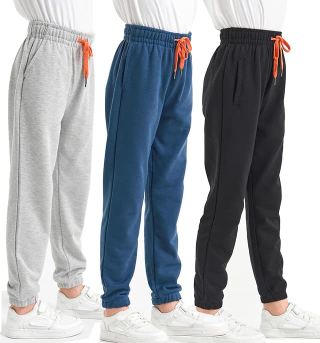 Detalle de SOIBEEN Boys Sweatpants 3-Pack (Age 4–14) with Pockets & Drawstring