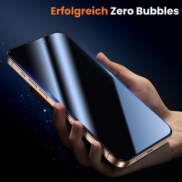 Thumbnail 6 de UniqueMe Schutzfolie für iPhone 16 Pro mit Sichtschutz (Panzerglas, Full Screen 3D, Auto-Installation) – 2 Stück
