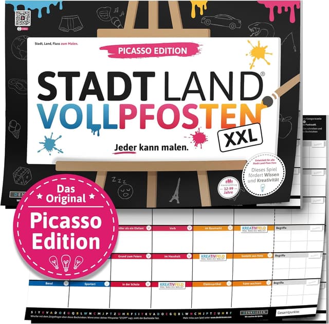 Detalle de DENKRIESEN Stadt Land VOLLPFOSTEN® Picasso Edition (Erweiterung) – Stadt Land Fluss zum Malen ab 8 Jahren