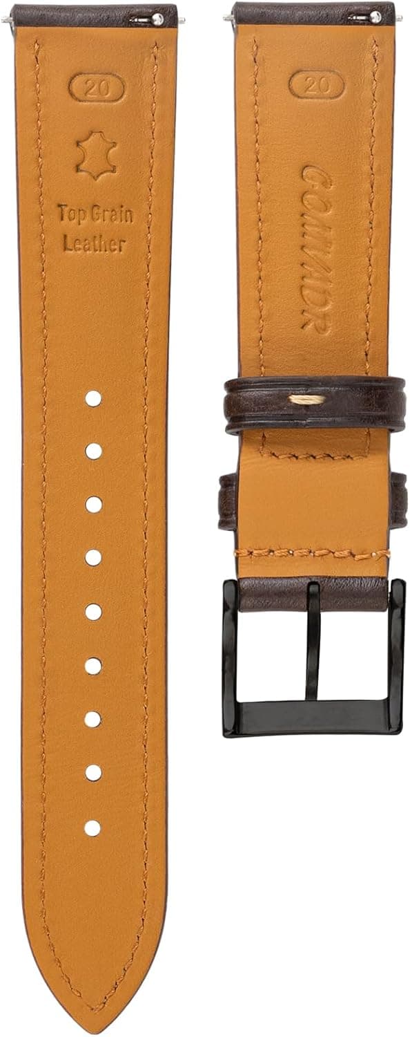 Detalle de Gomvadr pflanzlich gegerbtes Leder Uhrenarmband (Schnellspanner) – Ersatzband in 18/19/20/21/22 mm