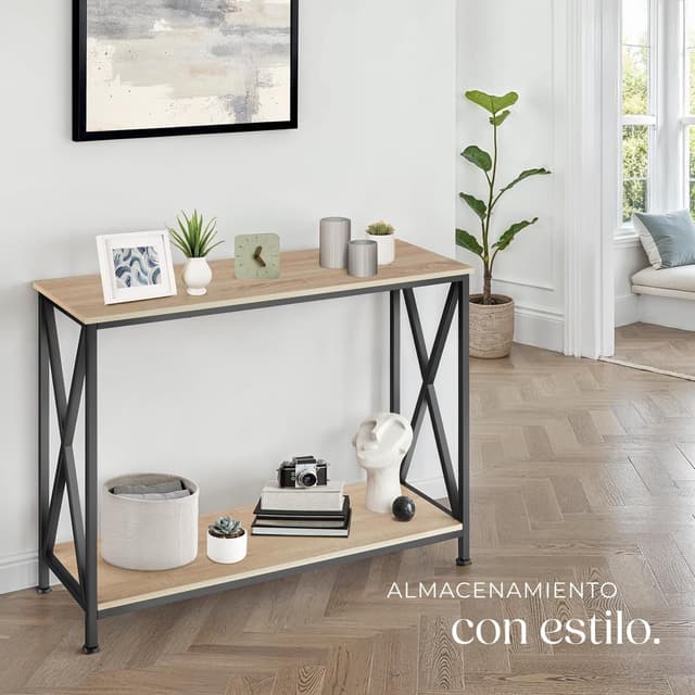 Thumbnail 7 de TecTake® Mesa Consola Recibidor Estilo Industrial Acero Madera 🪵