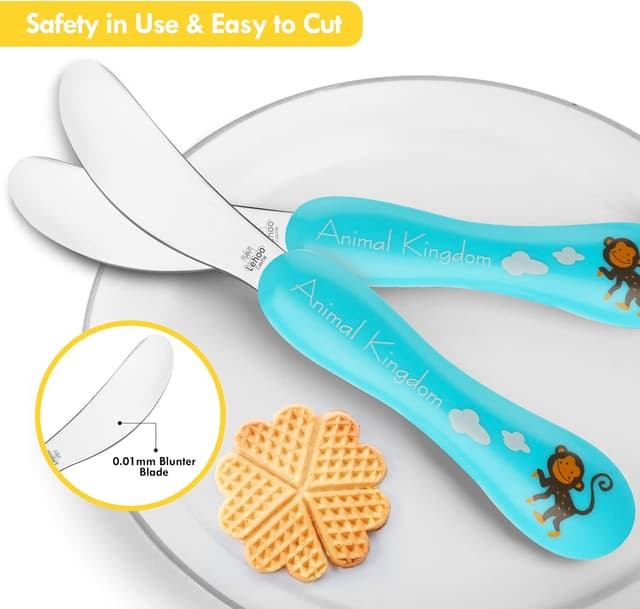 Detalle de Lehoo Castle 6-piece stainless steel children’s cutlery set (2 spoons, 2 forks, 2 knives) for toddlers aged 2–5