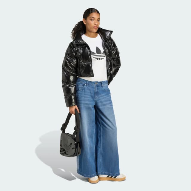 Detalle 2 de adidas Chaqueta abullonada brillante corta 2 en 1 Essentials en negro