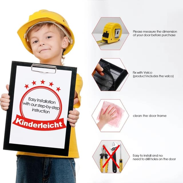 Detalle de MYCARBON moustiquaire porte-fenêtre aimantée 140 x 220 cm en maille ultra résistante, fermeture magnétique (noir)