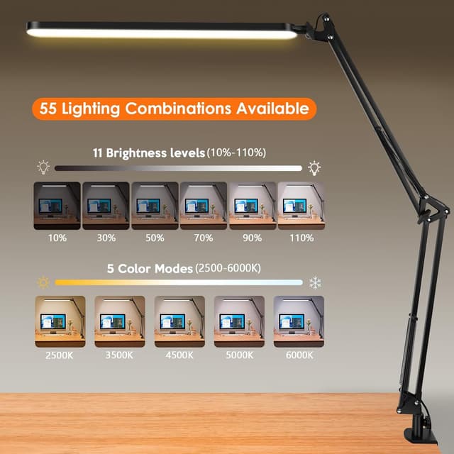 Detalle de BIENSER LED desk lamp with clamp, 112 LEDs