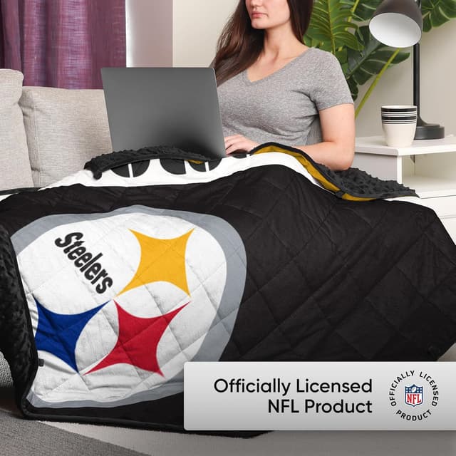 Detalle de FOCO NFL Team Color Wordmark Weighted Blanket 60" x 80