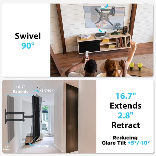 Detalle 2 de Gkyet Full Motion TV Wall Mount 17" Extension