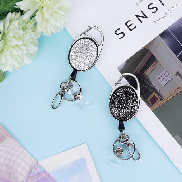 Detalle 2 de Vicloon Porte-badge enrouleur rétractable (2 pièces) pour clés et badges, cordon nylon jusqu’à 60 cm