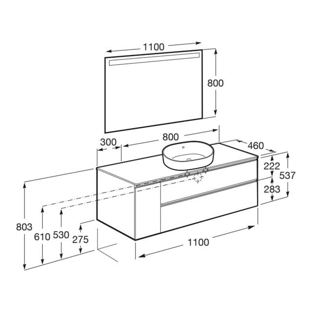 Thumbnail 1 de Roca The Gap conjunto mueble baño 2 cajones 1 puerta espejo LED